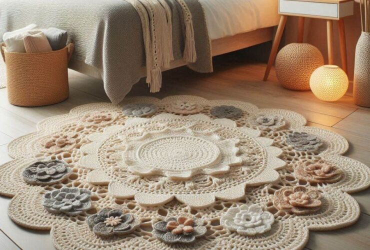 tapete de crochê para quarto